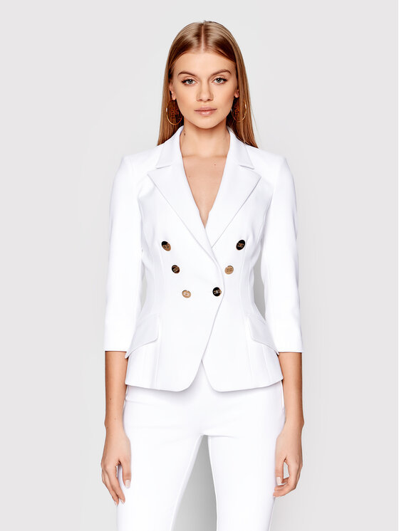 Elisabetta Franchi Blazer GI 011 21E2 V550 Blanc Slim Fit Modivo Fr